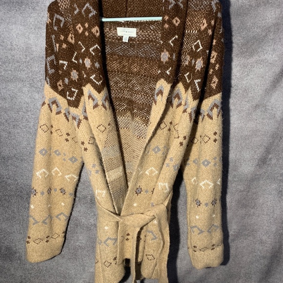 Lucky Brand Western Southwest belted Cardigan Sweater Sz L - Picture 2 of 10